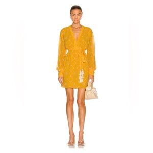 NWOT Alexis Luss Mini Dress in Yellow Tie Dye/Geometric Pattern Size XS